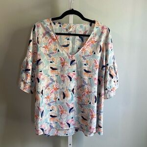 Tyche Floral Tiered Sleeve Colorful Blouse